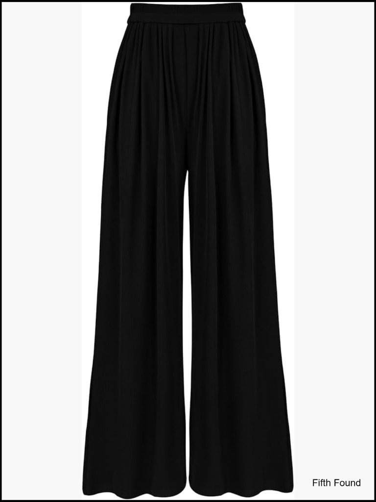 High Waist Wide Leg Palazzo Pants With Pockets Casual Flowy Trousers
